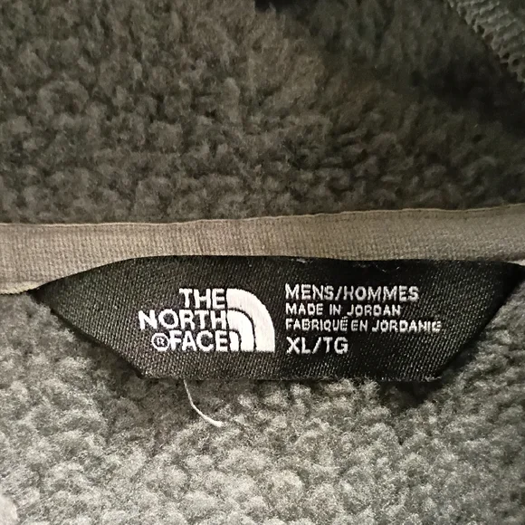 The North Face Fleece Jacket Men's XL Gray Full Zip Front Attached Hood - Picture 2 of 5